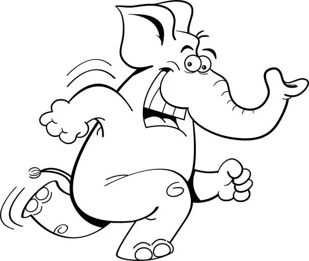 Vector illustration of Cartoon elephant jogging.