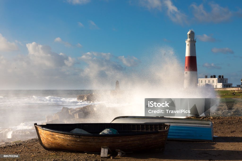 Portland Bill in Stormy weather England Dorset Weymouth Portland Portland Bill in stormy weather Bill-of-Portland Stock Photo