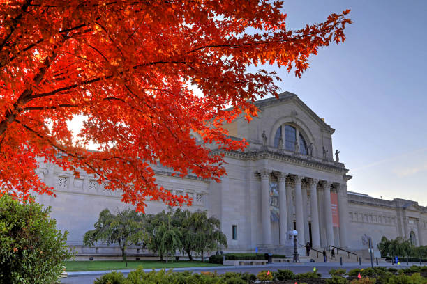 Fall foliage around the St. Louis Art Museum stock photo
