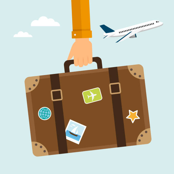 ilustraciones, imágenes clip art, dibujos animados e iconos de stock de maleta de viaje - suitcase