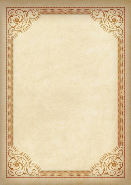 istock Template, background with a framework on piece of parchment. A3 page proportions. 884714310