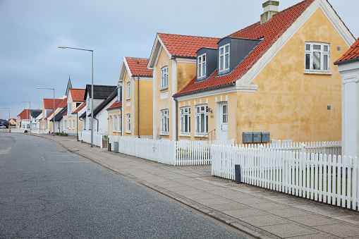 View of the small Danish town street