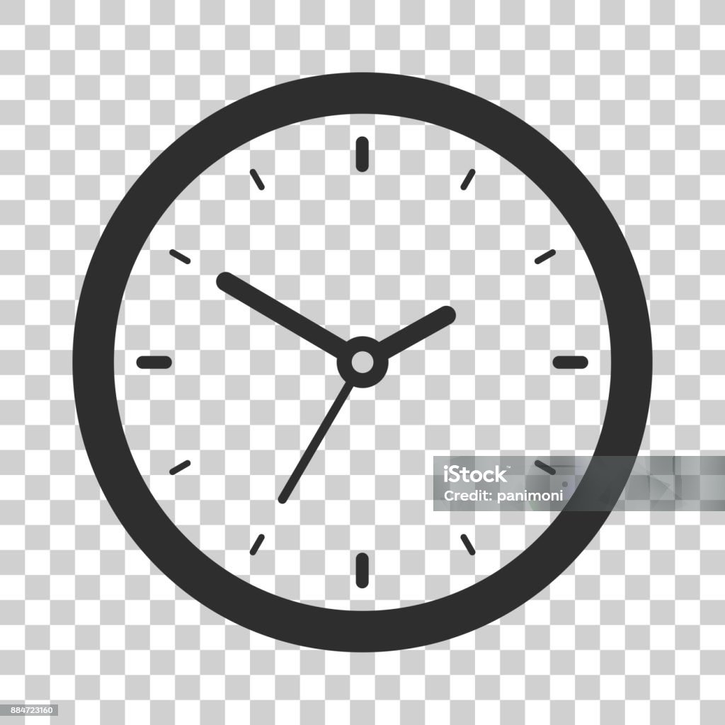 Icono de reloj temporizador de estilo plano, negro sobre fondo transparente, reloj del negocio. Elemento de diseño vectorial para el proyecto - arte vectorial de Reloj libre de derechos