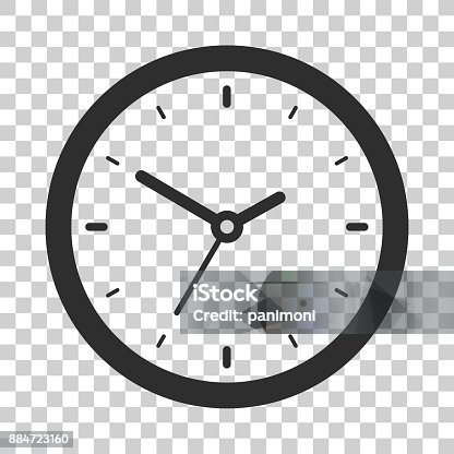 istock Clock icon in flat style, black timer on transparent background, business watch. Vector design element for you project 884723160