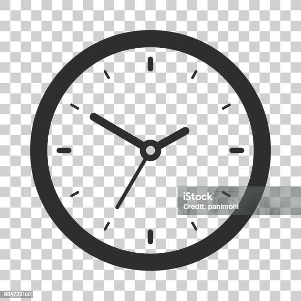 Clock Icon In Flat Style Black Timer On Transparent Background Business Watch Vector Design Element For You Project Stock Illustration - Download Image Now