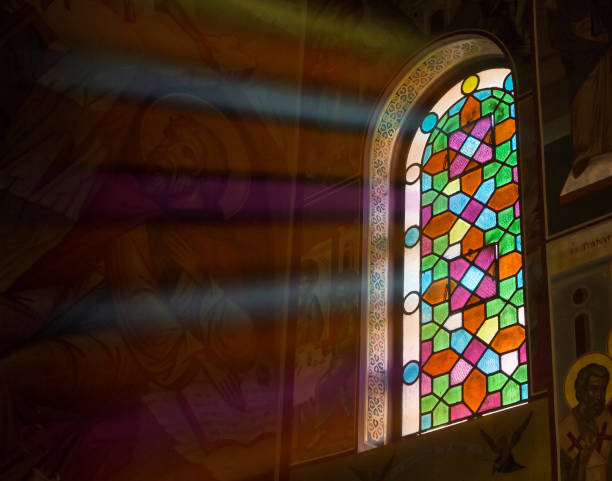 istock stained glass window of a church 884723836