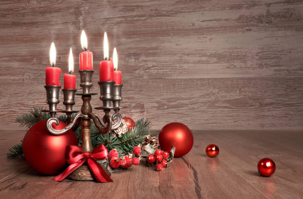 istock Vintage Christmas decorations on wood. Text space 884727634