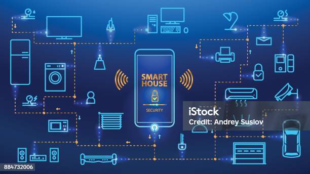 The Internet Of Things Stock Illustration - Download Image Now - Home Automation, Internet of Things, Connection
