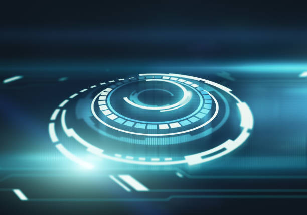 istock 3d digital illustration of round part of the futuristic interface. 884732480