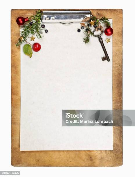 Clipboard With Paper Stock Photo - Download Image Now - Advent, Christmas, Essen - Germany