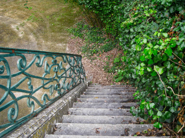 istock Old Stone Stairs with Wrought Iron Railing 884736964