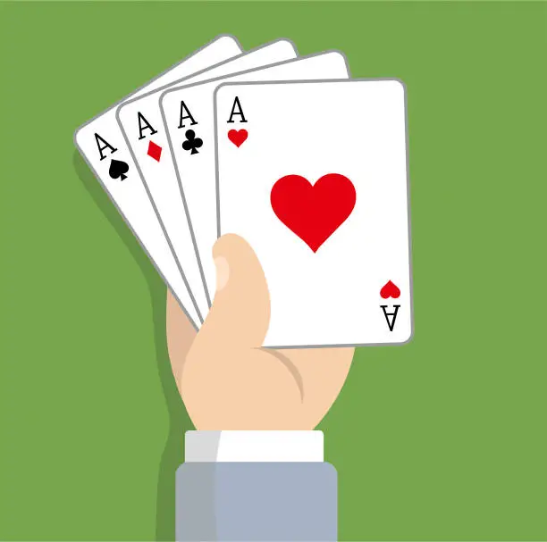 Vector illustration of Hand holding playing card