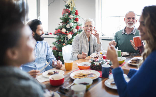 istock Family having breakfast on Christmas morning. 884769250
