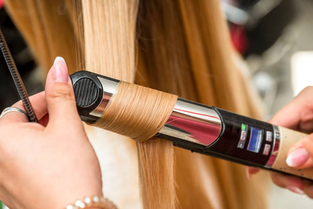 Woman in a hair salon. stock photo