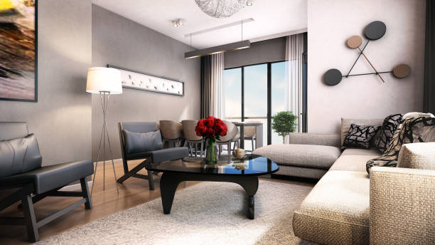 럭셔리 홈의 3d 렌더링 - bedroom authority domestic room luxury 뉴스 사진 이미지
