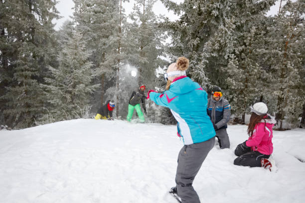 istock Family snowballing on mountain 884795736