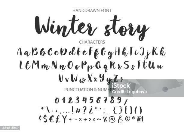 Handwritten Brush Font Hand Drawn Brush Style Modern Calligraphy Stock Illustration - Download Image Now