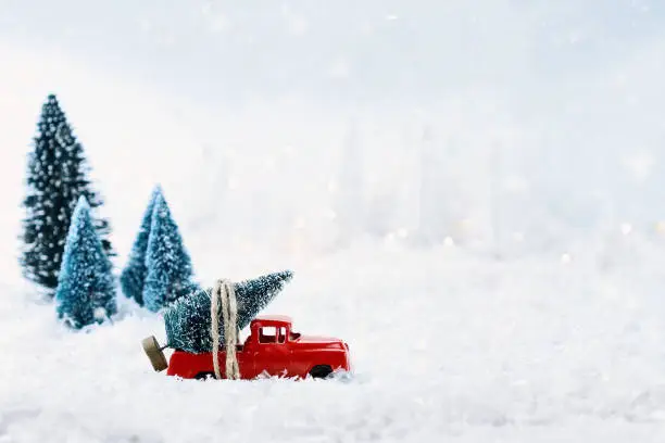 Photo of Vintage Toy Truck and Christmas Tree