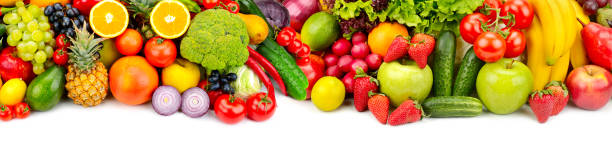 istock Panoramic collection fresh fruits and vegetables 884816064