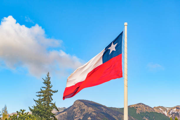 istock Chille Flag, Coyahique, Chile 884830332
