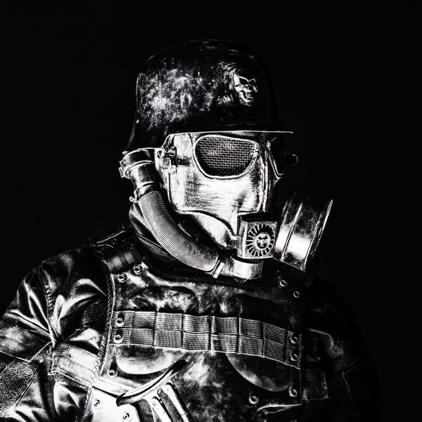 istock Futuristic nazi soldier studio shot 884833428