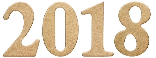 istock Numeral 2018 from cardboard, isolated on white background 884833462