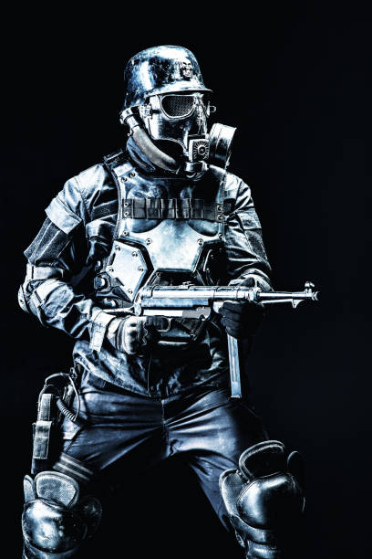 istock Futuristic nazi soldier studio shot 884833624