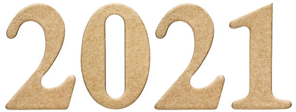 istock Numeral 2021 from cardboard, isolated on white background 884838754