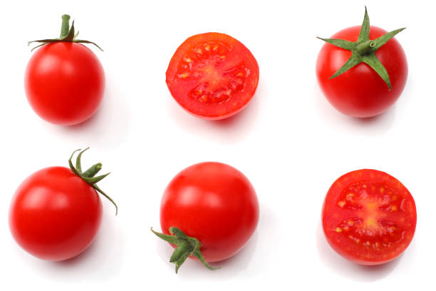 istock slice of tomato isolated on white background. top view 884839032