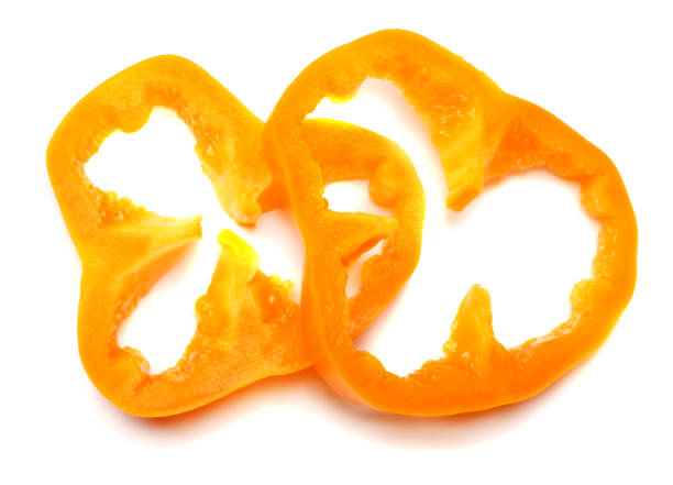 istock sliced sweet bell pepper isolated on white background. top view 884839292