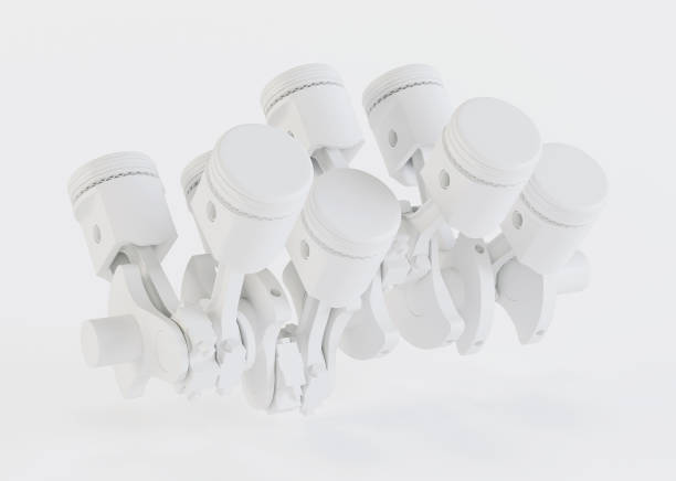 istock Pistons and crankshaft on a white background. The V8 engine. 3D rendering. 884847684