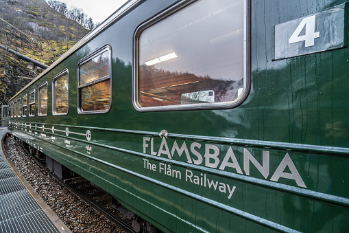 Bergen: Flamsbana train carriage, the famous scenic train line in Norway going from Myrdal to Flam