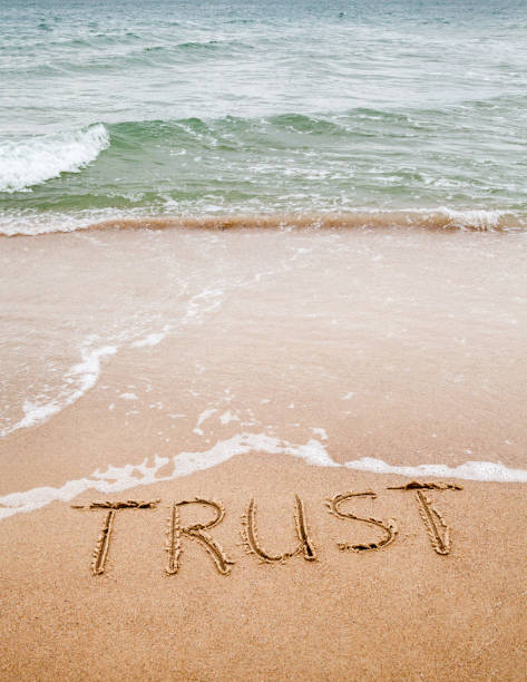istock Word trust written on the sand 884855008