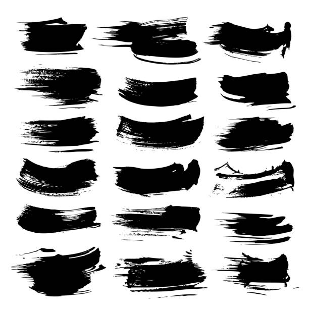 Black abstract textured strokes vector objects isolated on a white background Black abstract textured strokes vector objects isolated on a white background dog splashing stock illustrations