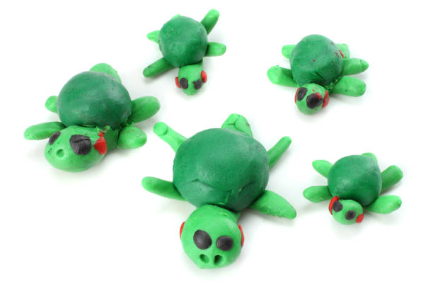 istock Kid's modelling clay tortue isolated on white background 884855576