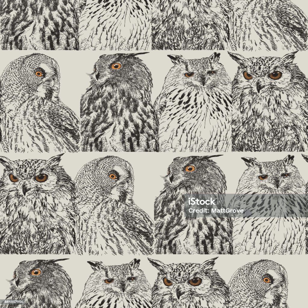 Owl Repeat Pattern Vector seamless repeat. All colors are layered and grouped separately. Owl stock vector