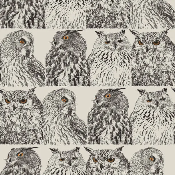 Vector illustration of Owl Repeat Pattern