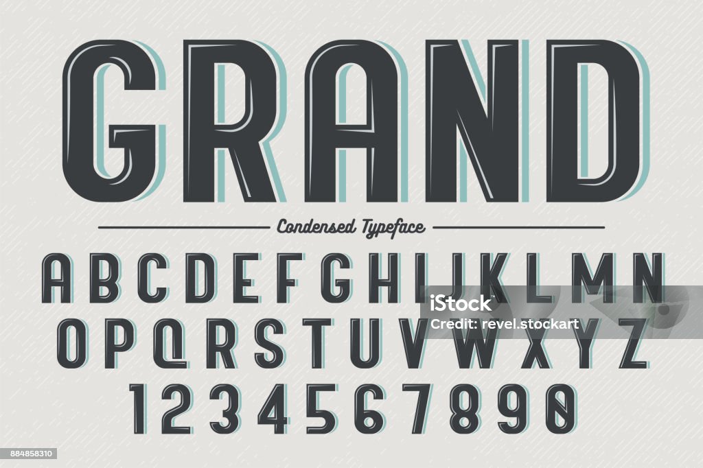 Tipografía retro vintage vector decorativo - arte vectorial de Letra de imprenta libre de derechos