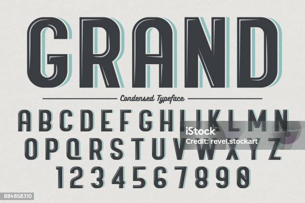 Decorative Vector Vintage Retro Typeface Stock Illustration - Download Image Now - Typescript, Retro Style, Old-fashioned