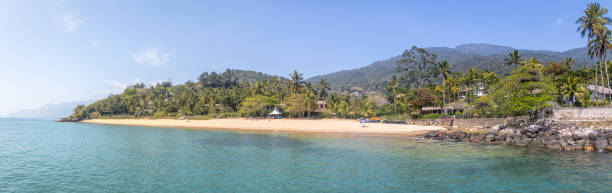 vista panoramica della spiaggia di praia da feiticeira - ilhabela, san paolo, brasile - wizards of the coast foto e immagini stock
