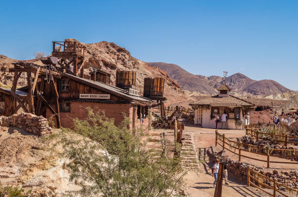 A ghost town Calico, country park now, Calico, CA,USA. OCTOBER, 14. 2015- Calico, CA, USA: Calico is a ghost town in San Bernardino County, California, United States. Was founded in 1881 as a silver mining town. Now it is a county park. calico ghost town california stock pictures, royalty-free photos & images