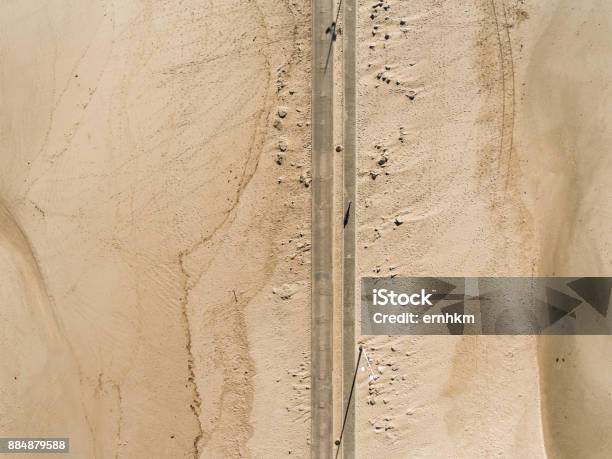 Lone Man Stock Photo - Download Image Now - Aerial View, Desert Area, Drone Point of View