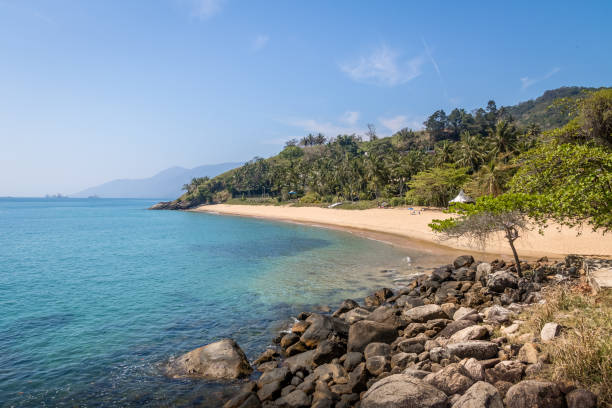 spiaggia di praia da feiticeira - ilhabela, san paolo, brasile - wizards of the coast foto e immagini stock