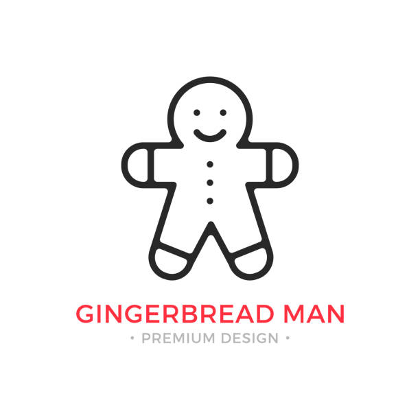 Gingerbread man line icon. Christmas cookie. Vector outline icon Gingerbread man line icon. Christmas cookie. Vector outline icon gingerbread man stock illustrations