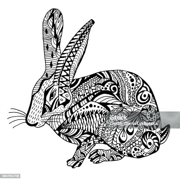 Ilustración de Conejo Dibujado A Mano Doodle Graghic y más Vectores Libres de Derechos de Abstracto - Abstracto, Conejo - Animal, Adulto