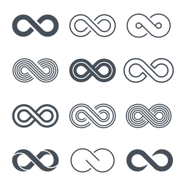 ilustraciones, imágenes clip art, dibujos animados e iconos de stock de símbolos de infinito conjunto de iconos - vector - infinity