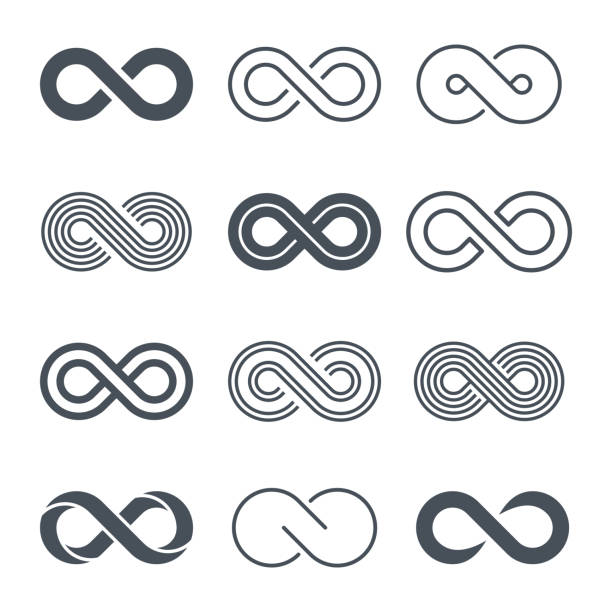 illustrazioni stock, clip art, cartoni animati e icone di tendenza di set di icone simboli infinity - vettore - simboli