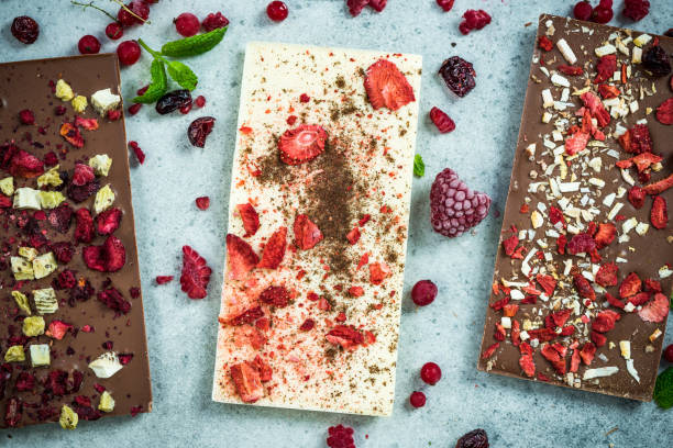 istock Handmade diet chocolate bars with dried fruits 884922202