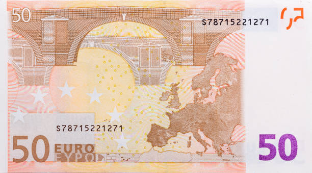 Close up of back side of euro banknote Close up of back side of euro banknote. High resolution photo. bowie seamount stock pictures, royalty-free photos & images