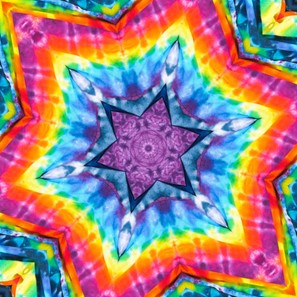Abstract photographic Kaleidoscope design of a  photo of  a group of tie dyed t-shirts